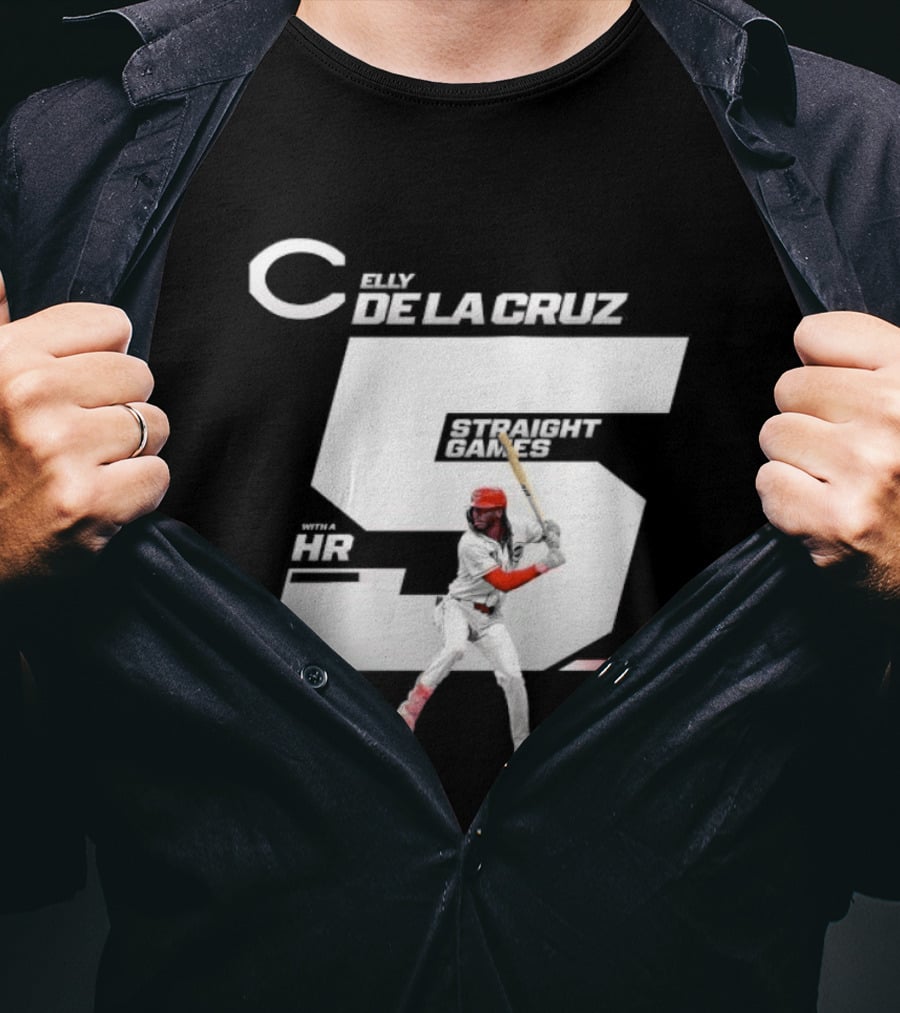 Elly De La Cruz 5 Straight Game 26 HR Baseball Player T-Shirt