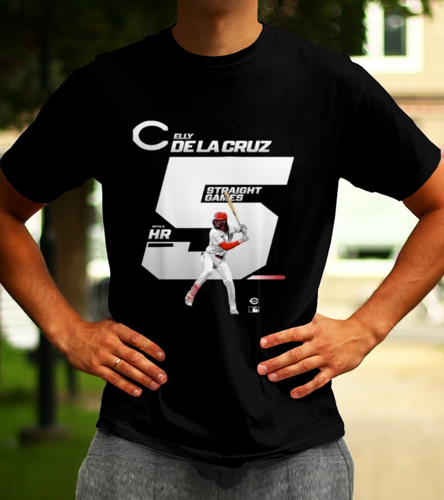 Elly De La Cruz 5 Straight Game 26 HR Baseball Player T-Shirt