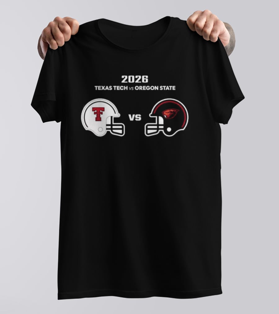 2026 Texas Tech Vs Oregon State Football Matchup Helmets T-Shirt