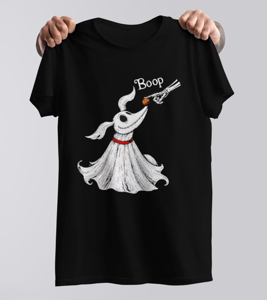 Zero Dog Boop Halloween Skeleton Hand Ghost Dog Pumpkin Nose T-Shirt
