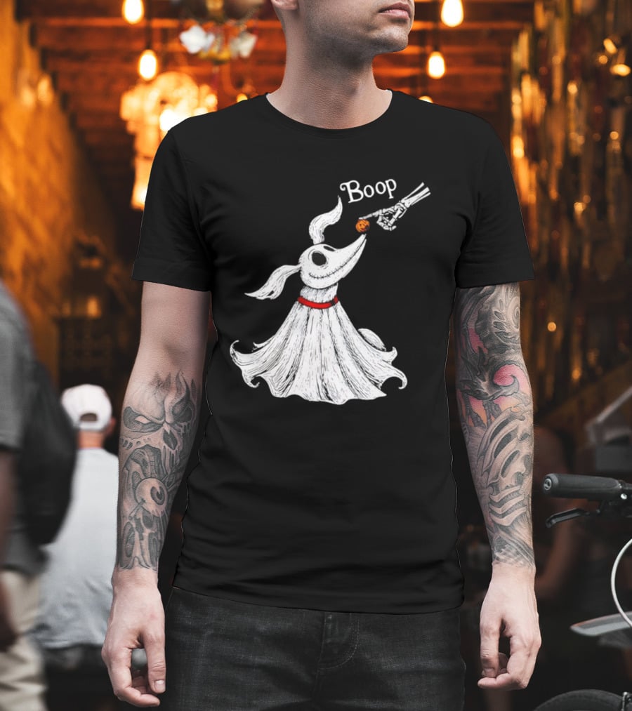 Zero Dog Boop Halloween Skeleton Hand Ghost Dog Pumpkin Nose T-Shirt