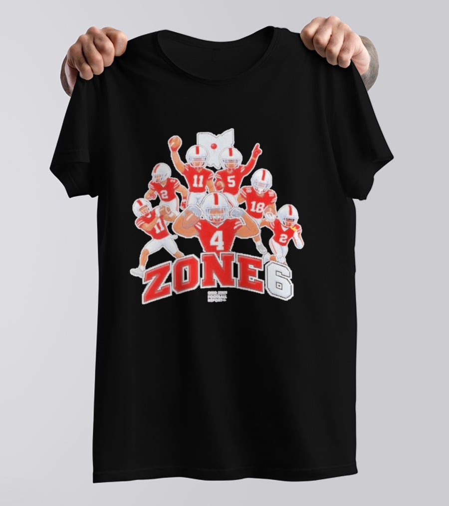 Zone 6 Ohio State Buckeyes Football Players Pose With State T-Shirt