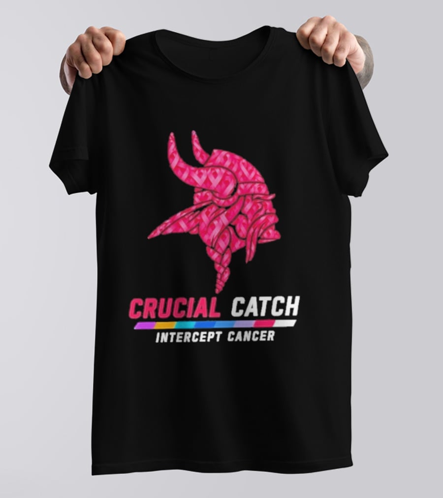 Minnesota Vikings 2026 Crucial Catch Intercept Cancer Pink Crucial Catch Intercept Cancer T-Shirt