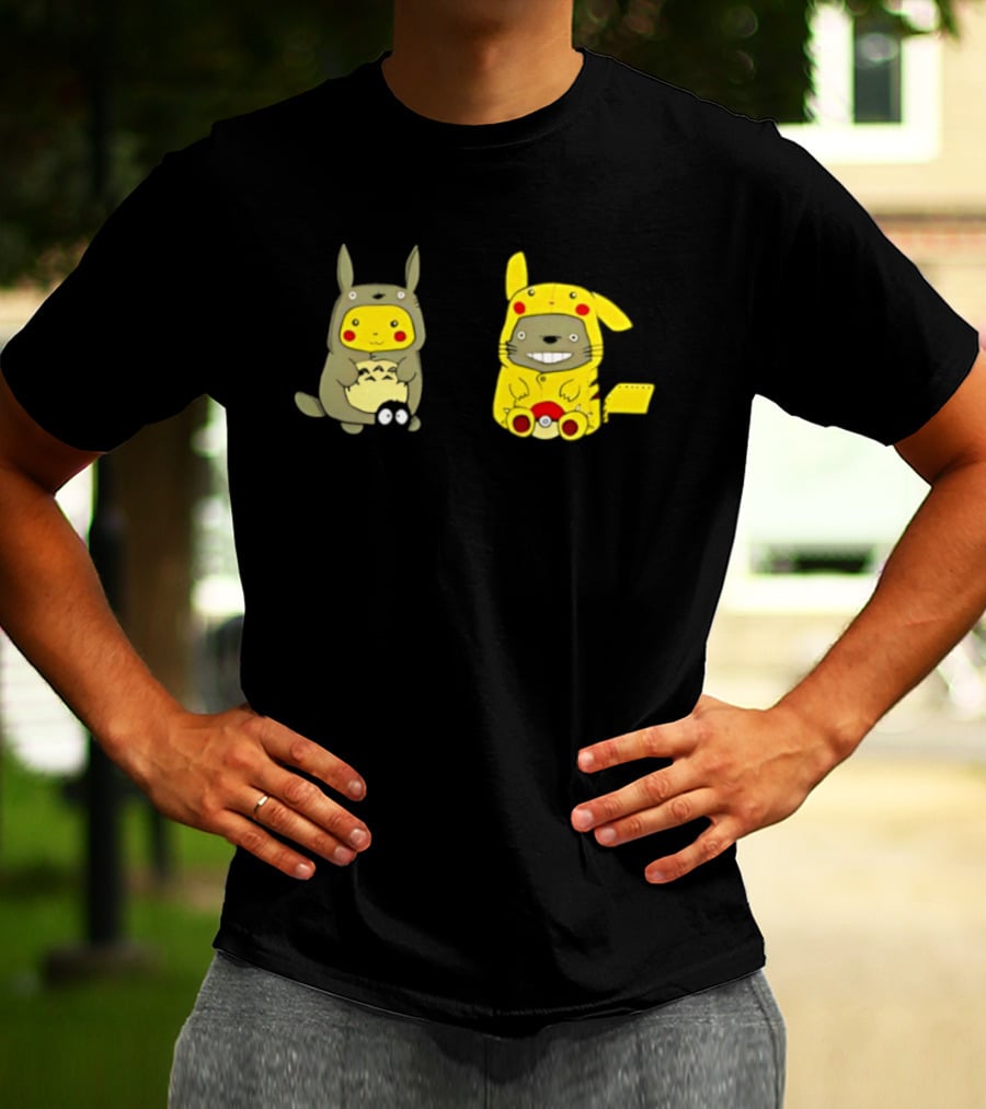 Pikachu Pokémon My Neighbor Totoro Studio Ghibli Crossover Characters T-Shirt