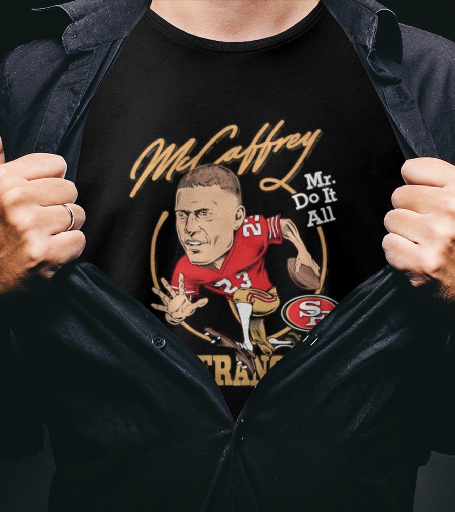 Christian McCaffrey 23 Mr Do It All San Francisco Football Caricature T-Shirt
