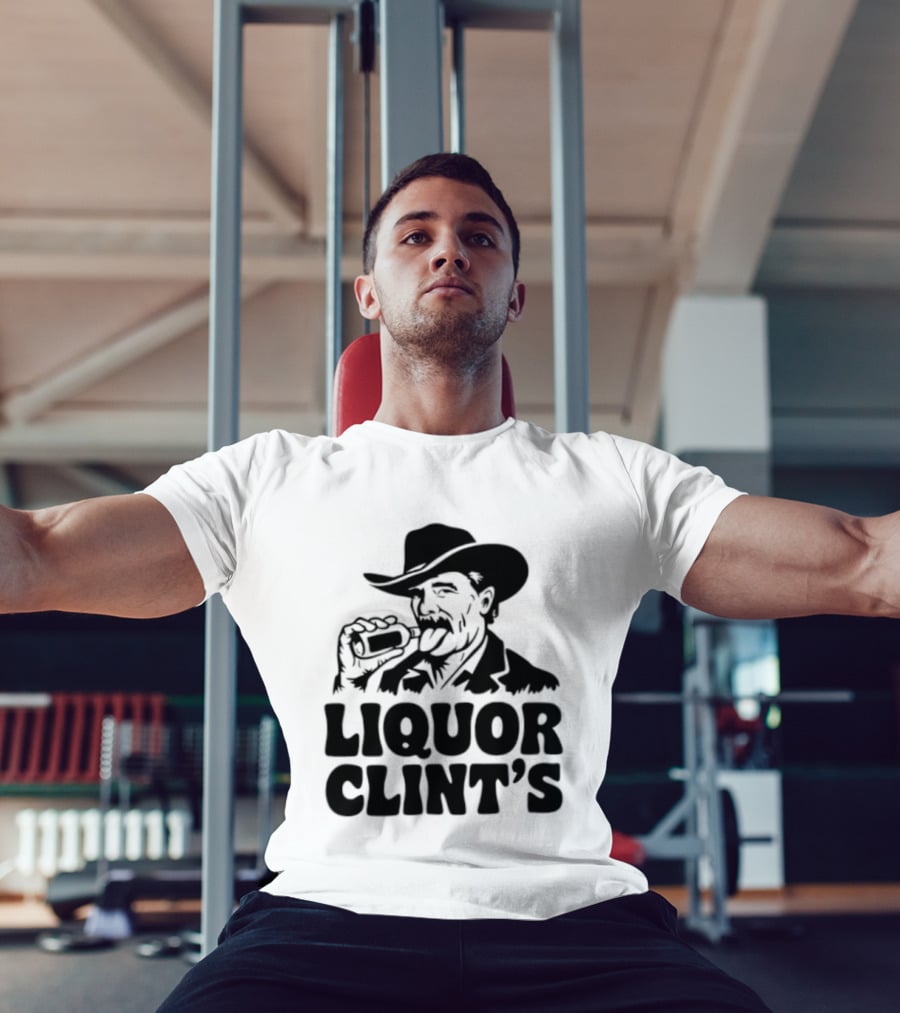 Liquor Clint's Clint Eastwood Western Cowboy Drinking Whiskey T-Shirt