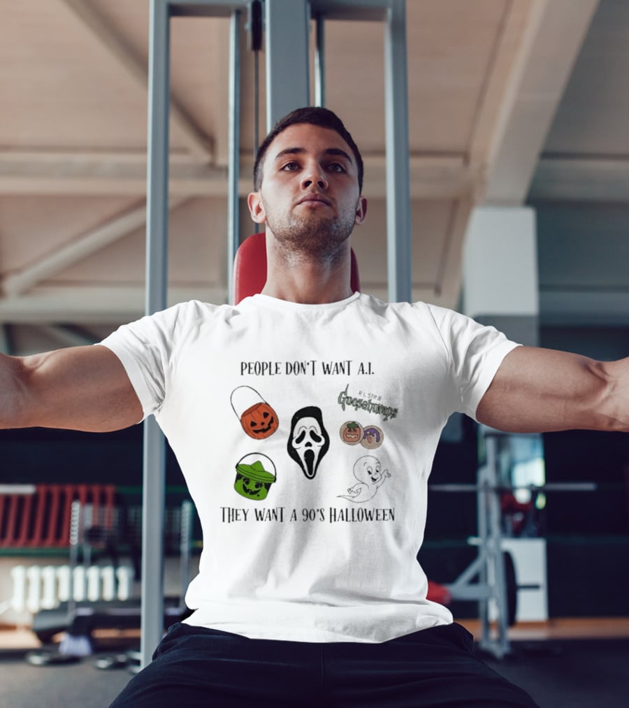 People Don't Want AI They Want A 90's Halloween Goosebumps Ghost Pumpkin Mask T-Shirt