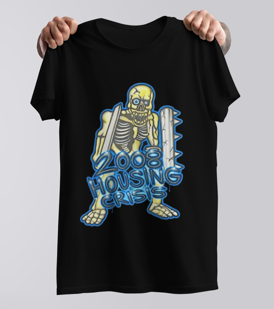2008 Housing Crisis Skeleton Economic Crash Iconic Visual Representation T-Shirt