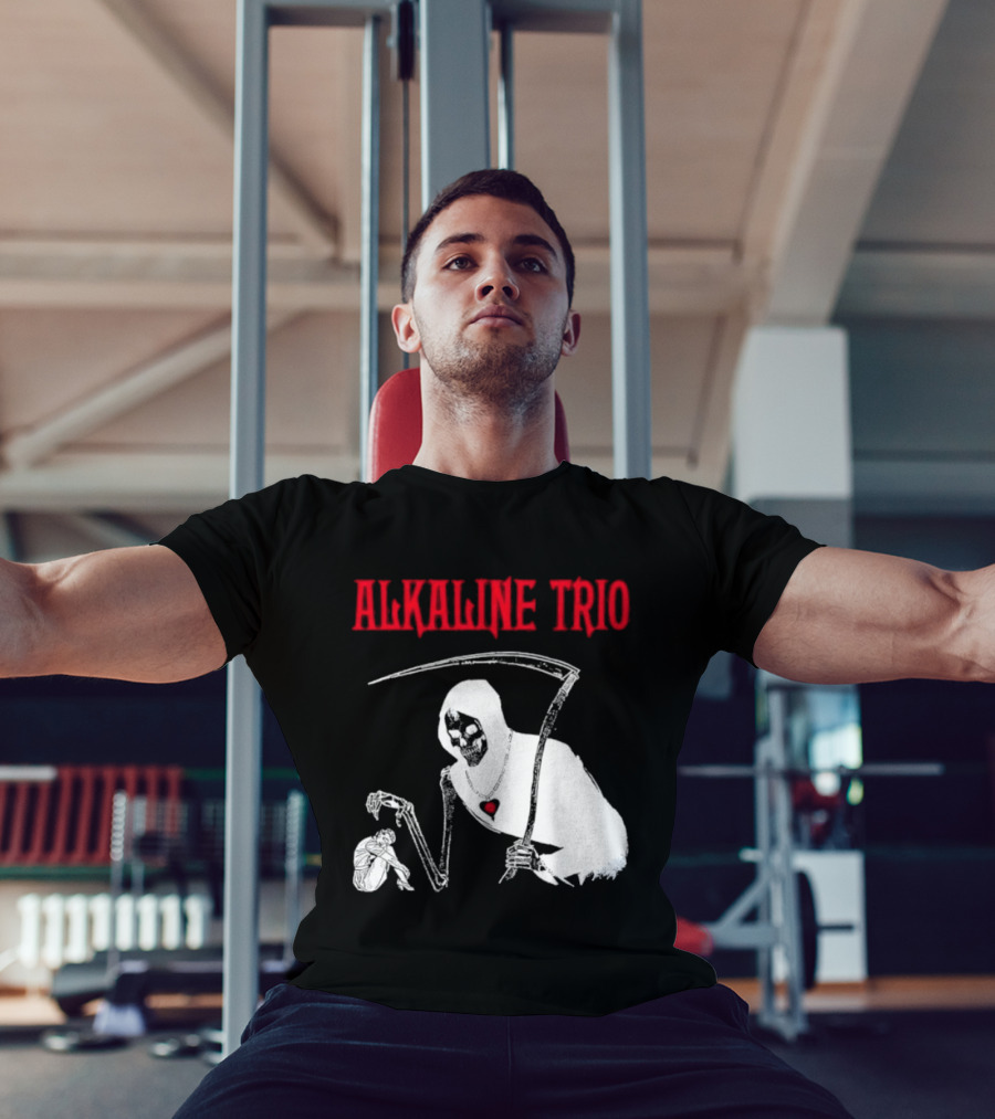 Alkaline Trio Grim Reaper Scythe Heart Skeleton T-Shirt