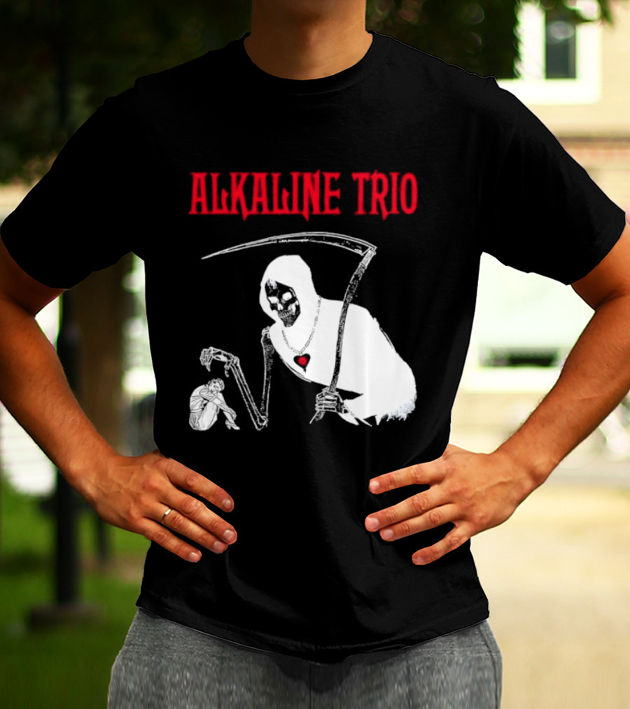 Alkaline Trio Grim Reaper Scythe Heart Skeleton T-Shirt