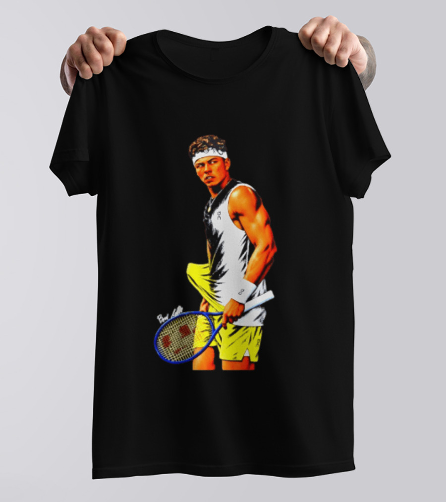 Ben Shelton Tennis Player 2026 Cartoon With Headband And Racket T-Shirt