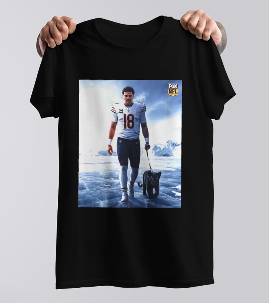 Chicago Bears Caleb Williams Black Panther NFL Ice Walk T-Shirt