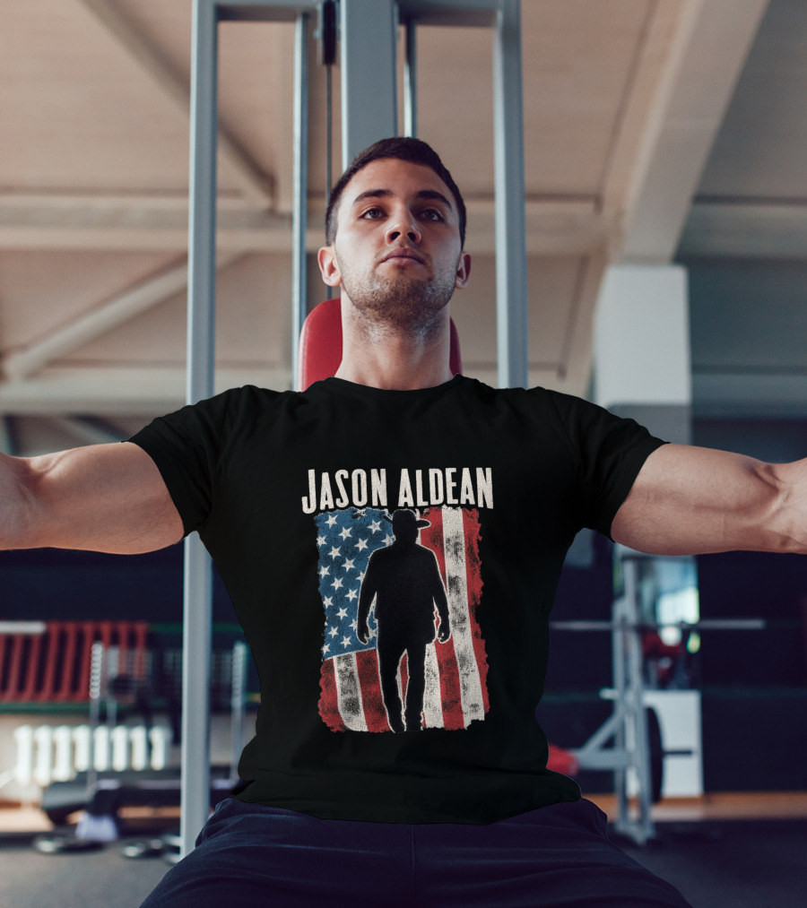 Jason Aldean Tour 2026 American Flag Cowboy T-Shirt