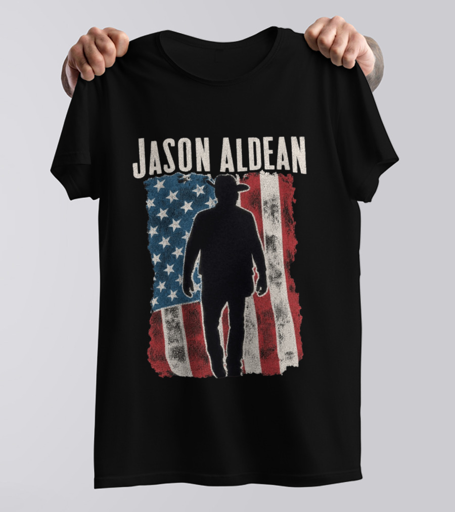 Jason Aldean Tour 2026 American Flag Cowboy T-Shirt