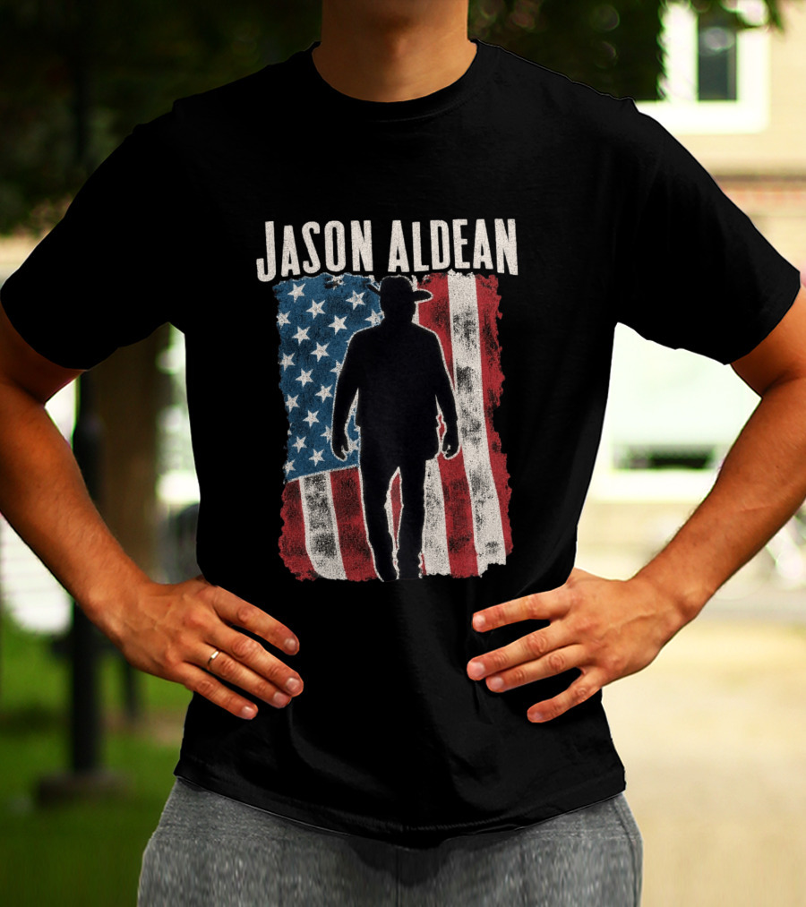Jason Aldean Tour 2026 American Flag Cowboy T-Shirt