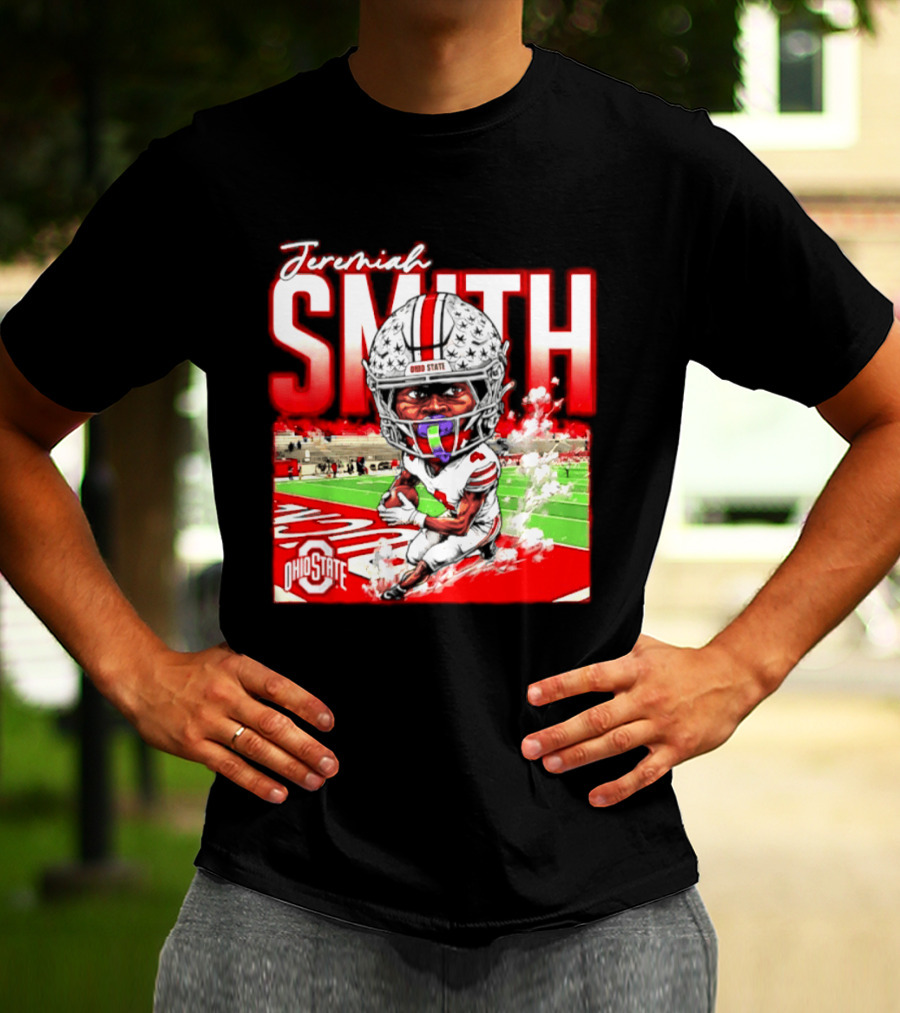 Jeremiah Smith Ohio State Buckeyes NCAA Player Running Caricature T-Shirt