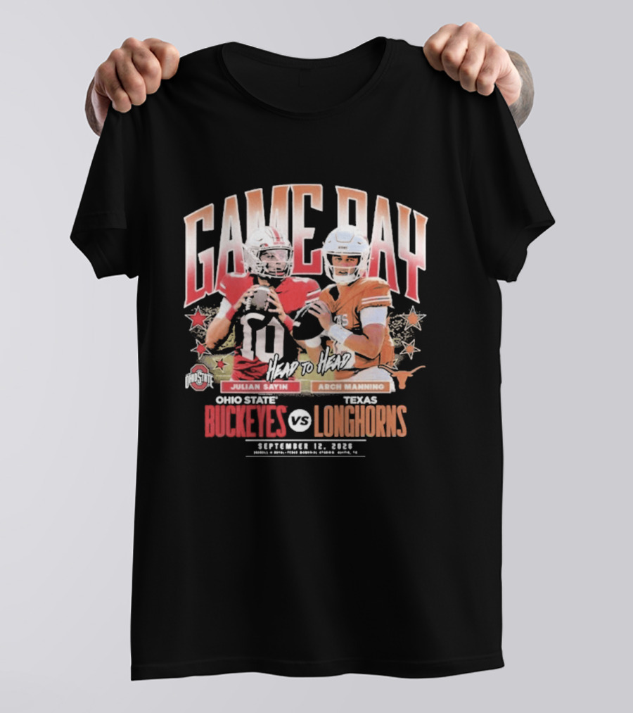 Ohio State Buckeyes Vs Texas Longhorns Julian Sayin Arch Manning Gameday September 12 2026 T-Shirt