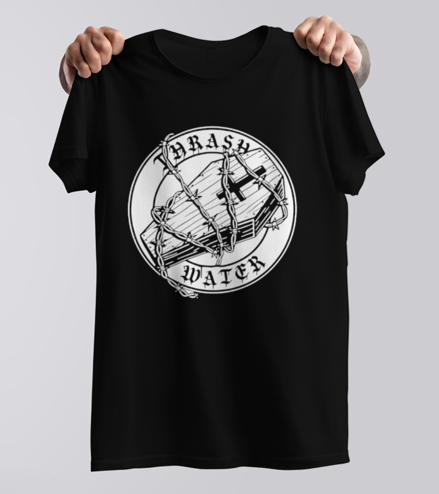 Thrash Water Coffin Barbed Wire Hardcore Punk Circle T-Shirt