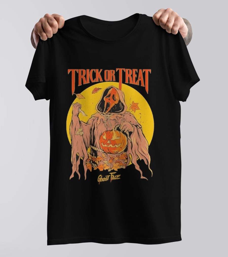 Trick Or Treat Ghost Face Pumpkin Cavity Colors Halloween T-Shirt