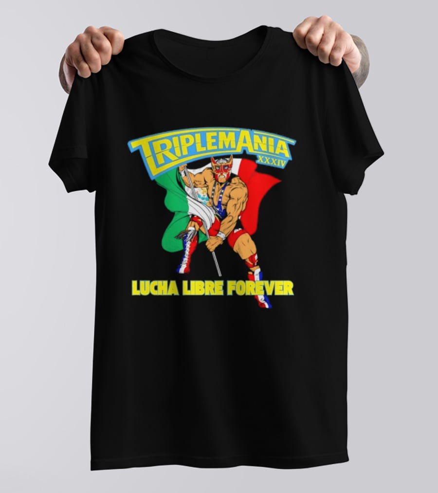 Triplemania XXXIV Lucha Libre Forever Wrestler Mexican Flag T-Shirt