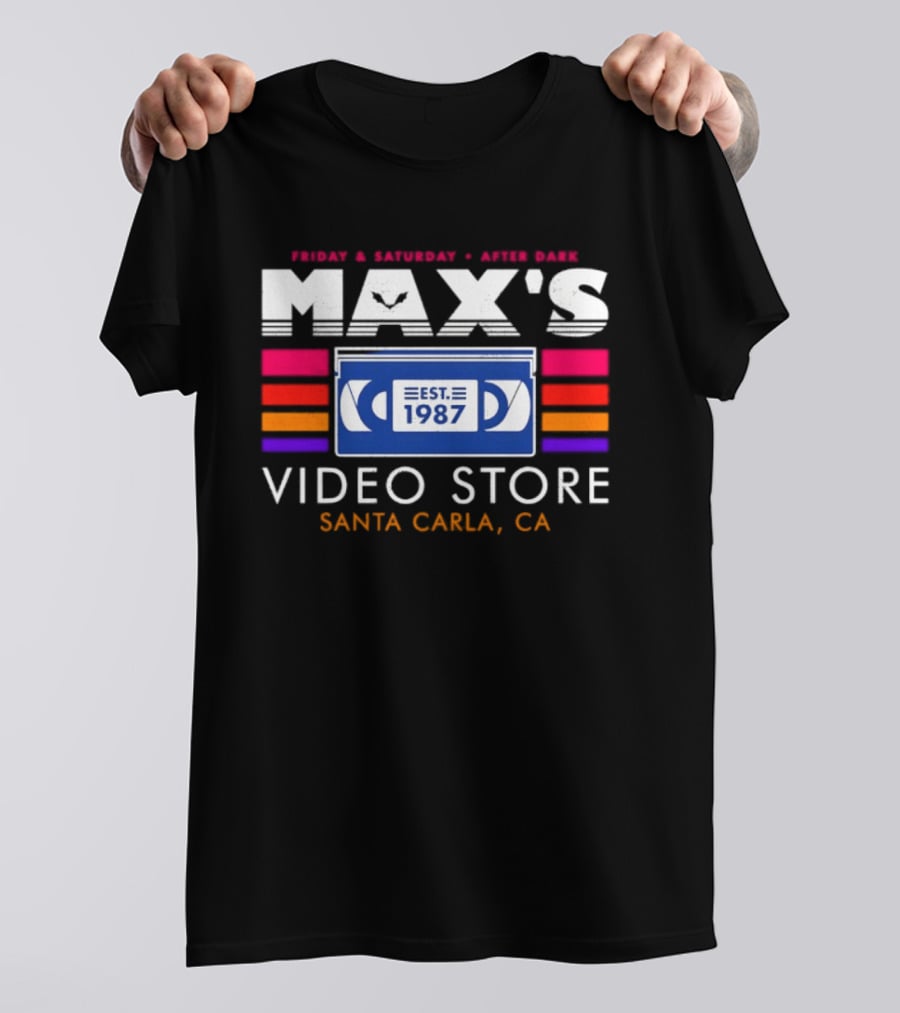 Max's Video Store Santa Carla CA Est 1987 Retro VHS 80s Aesthetic T-Shirt