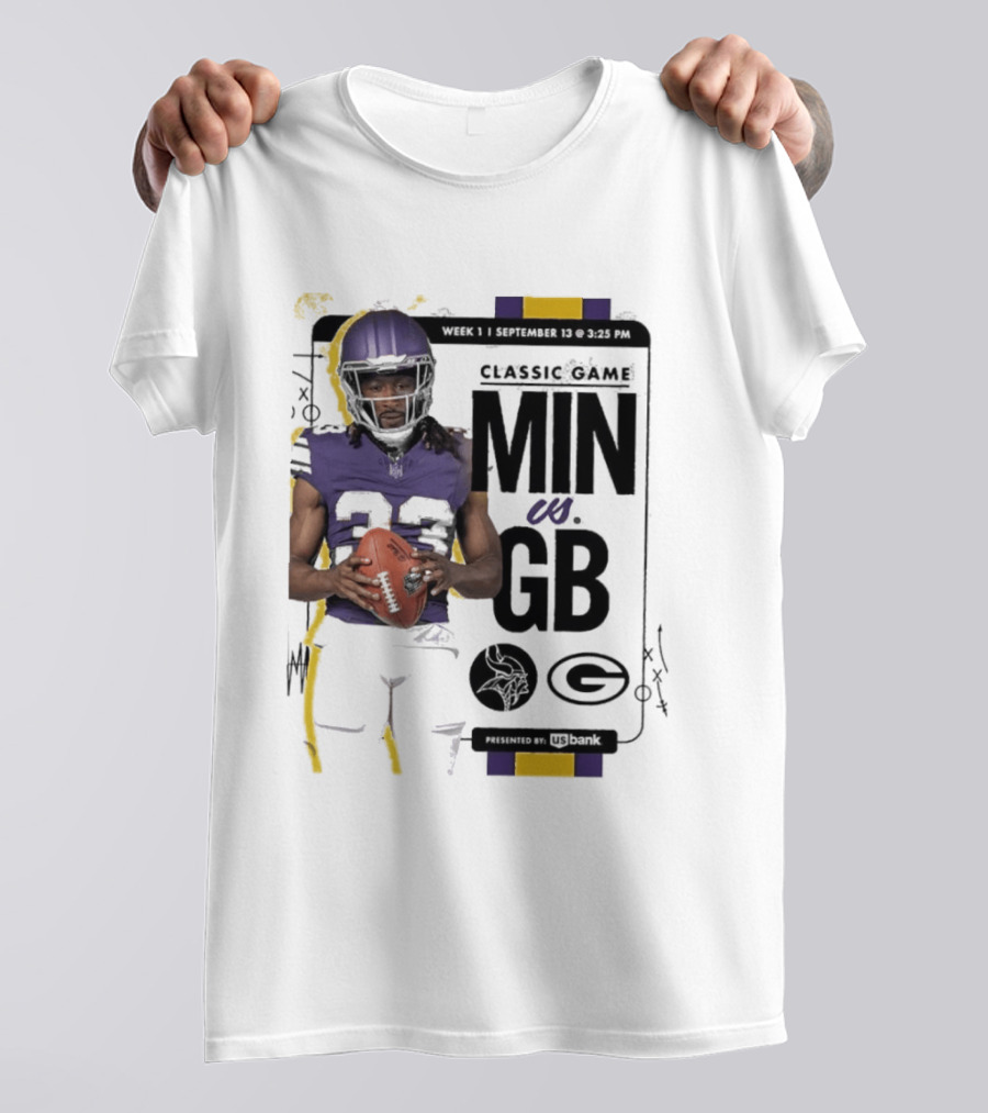 Minnesota Vikings Versus Green Bay Packers Classic Game Aaron Jones MIN GB T-Shirt