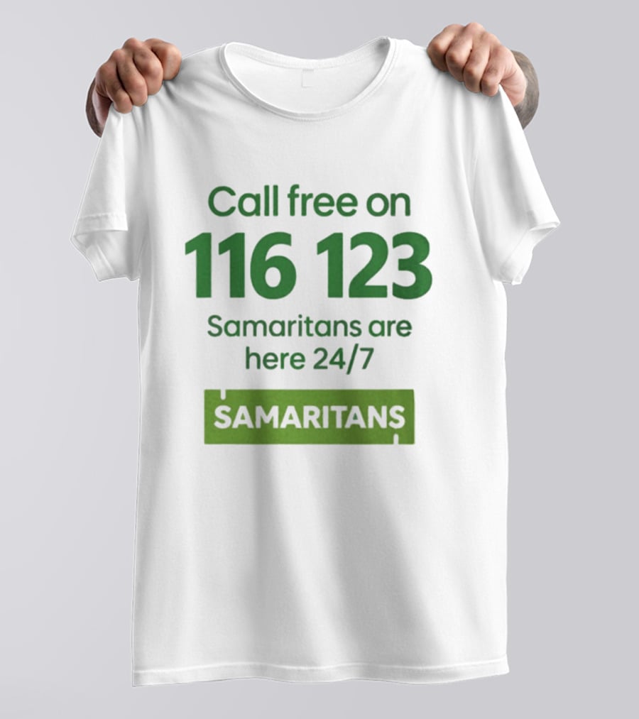 Aston Villa Together Against Suicide Samaritans 116 123 Call Free 24/7 T-Shirt