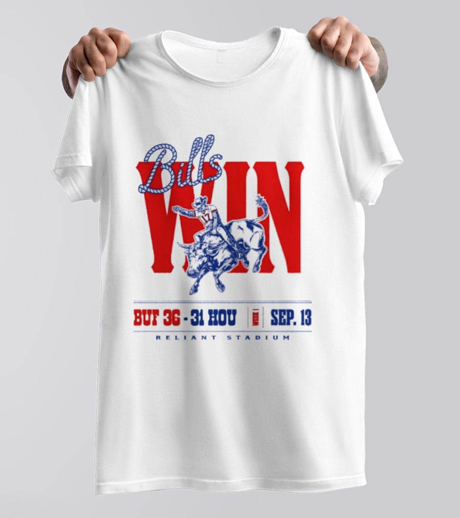 Bills Win BUF 36 31 HOU Week 1 Sep 13 Reliant Stadium Retro Style Football Victory Celebration T-Shirt