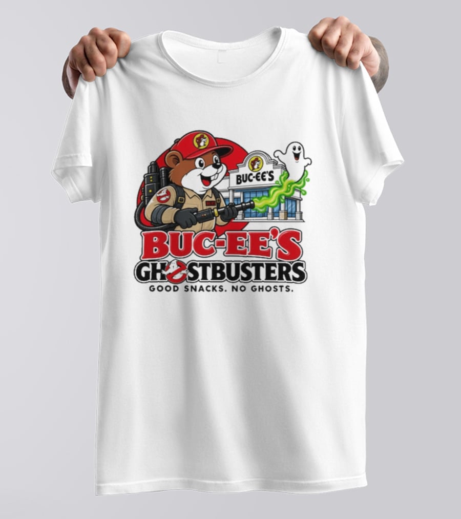 Buc Ee's Ghostbusters Good Snacks No Ghosts Ghostbuster T-Shirt