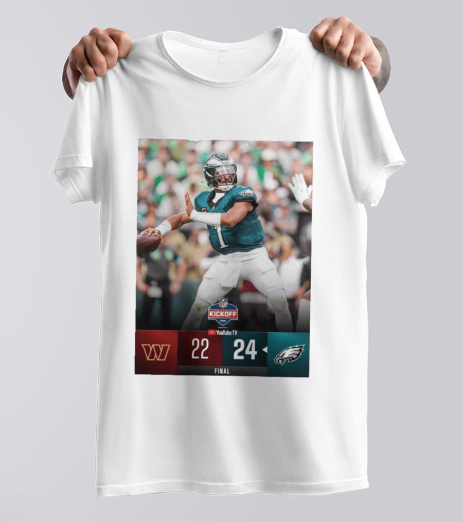 Jalen Hurts NFL Kickoff Philadelphia Eagles Victory 24 22 Final T-Shirt