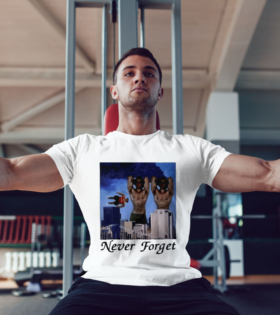 Never Forget 9 11 Internet Meme Edgy Humor Floating Character Twin Towers T-Shirt