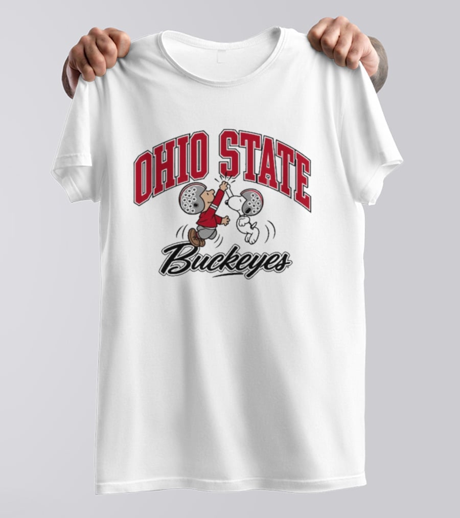 Ohio State Buckeyes Peanuts Characters Football Collaboration T-Shirt