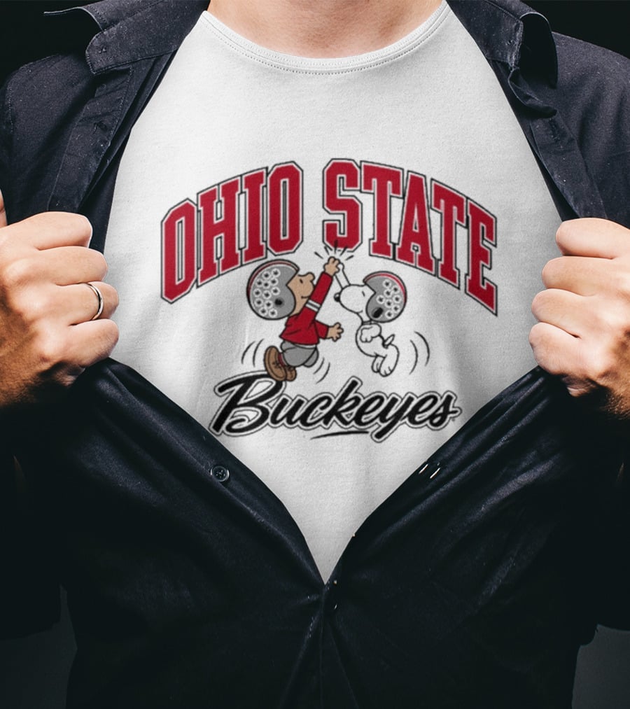 Ohio State Buckeyes Peanuts Characters Football Collaboration T-Shirt