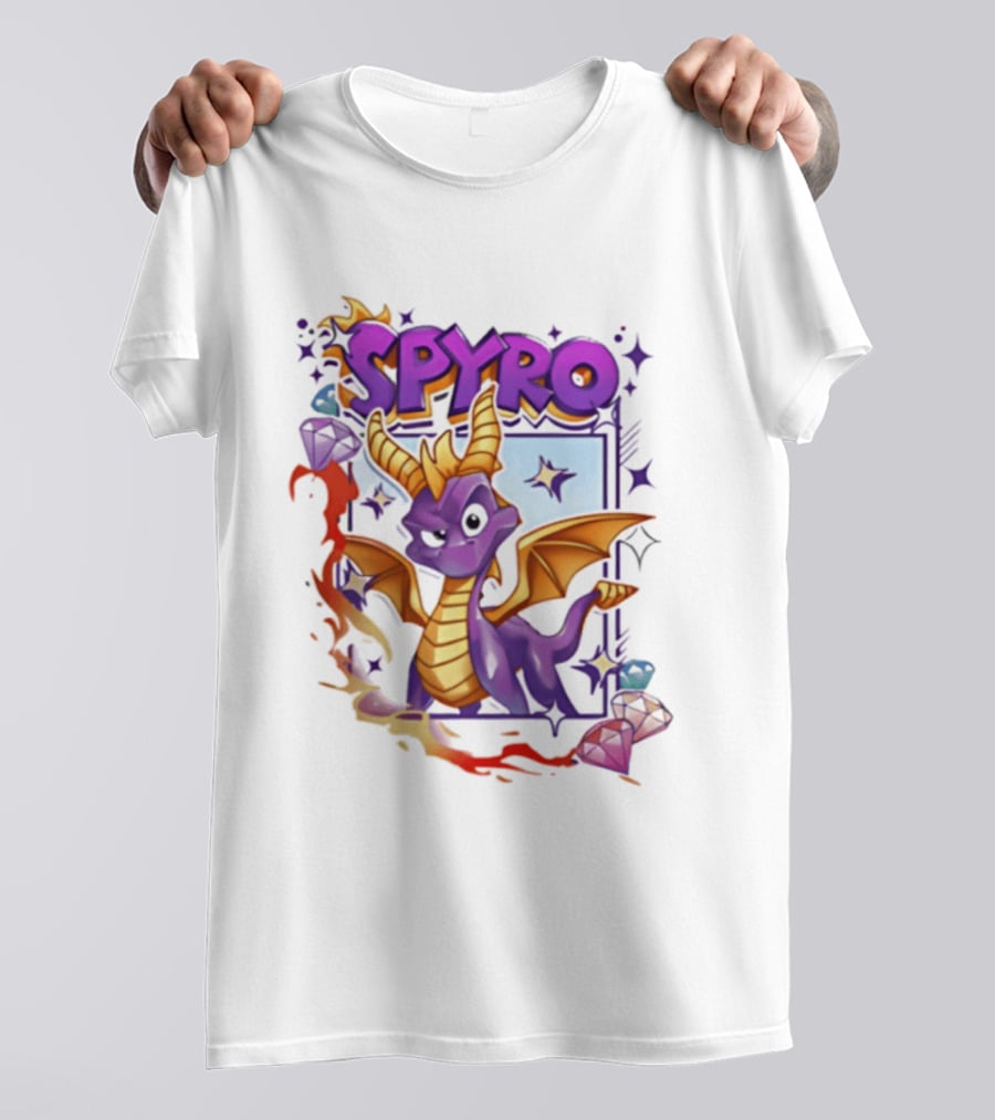 Spyro Purple Dragon Cartoon Polaroid Adventure T-Shirt