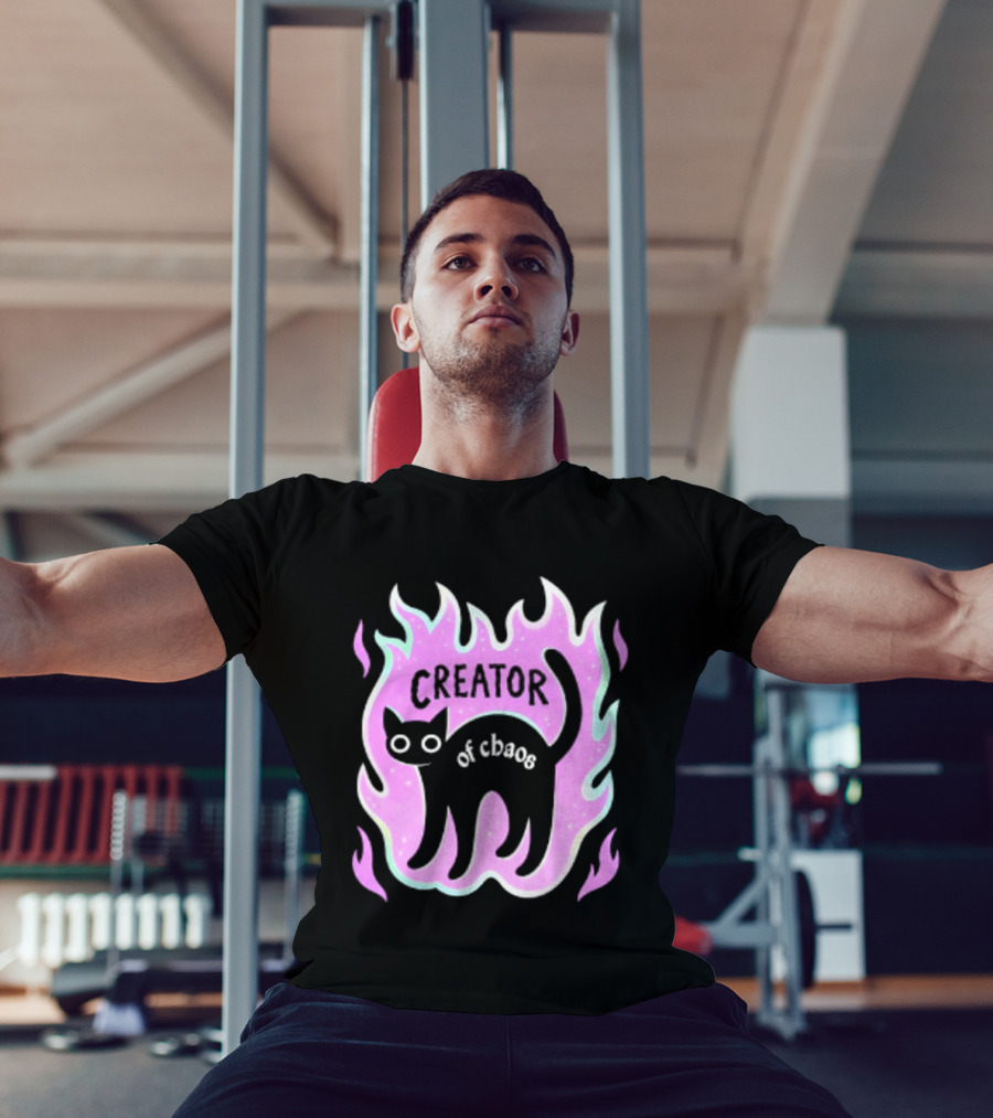 Creator Of Chaos Black Cat Witchy Purple Flame T-Shirt