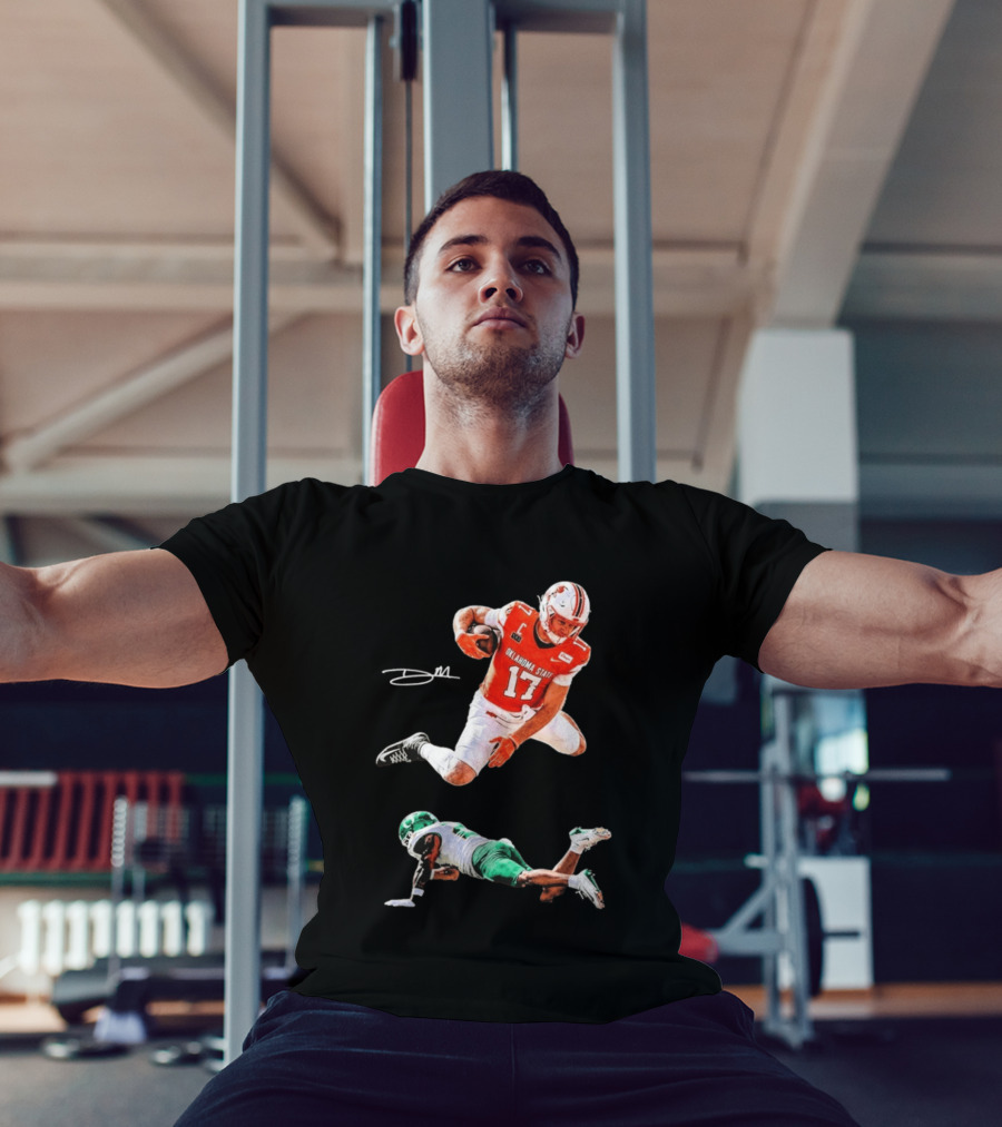 Oklahoma State Football Player Leap Over Oregon Opponent T-Shirt