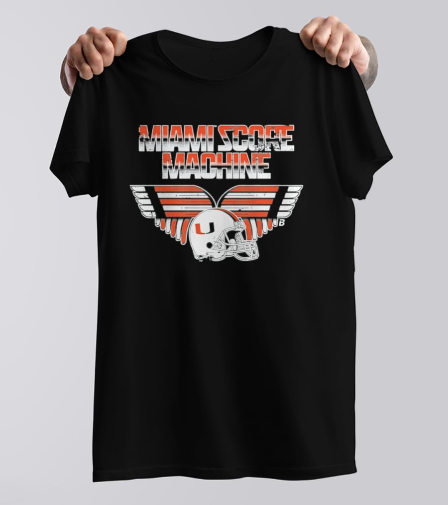 Miami Hurricanes NCAA Football Miami Score Machine Helmet T-Shirt
