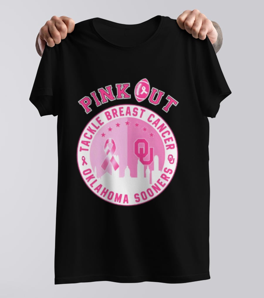 Oklahoma Sooners Pink Out Tackle Breast Cancer Football NCAA T-Shirt