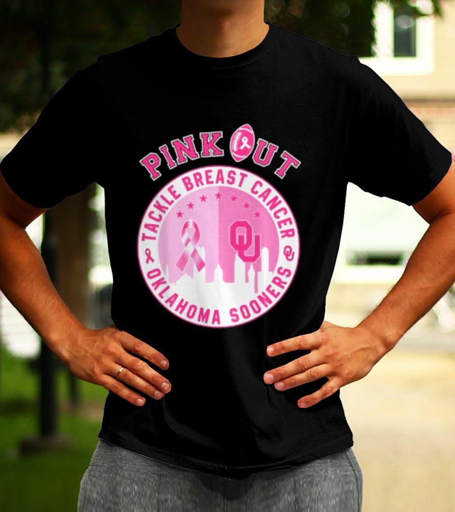 Oklahoma Sooners Pink Out Tackle Breast Cancer Football NCAA T-Shirt