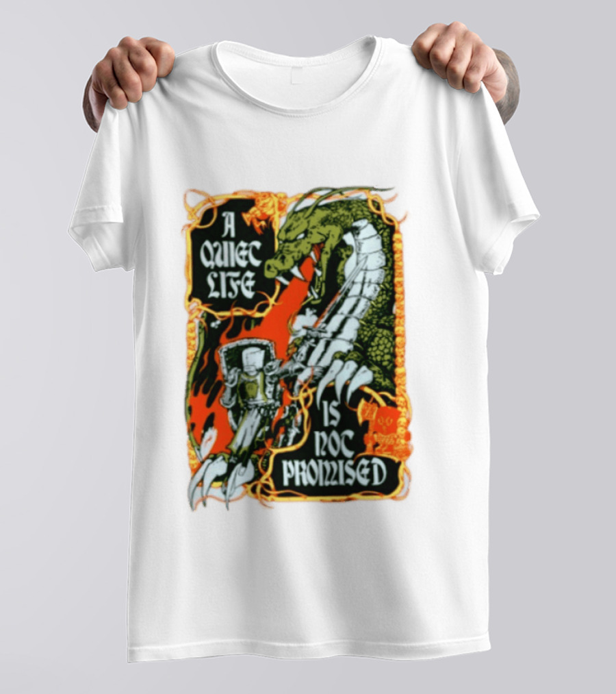 A Quiet Life Is Not Promised Dragon Knight Vintage Fantasy Adventure Scene T-Shirt