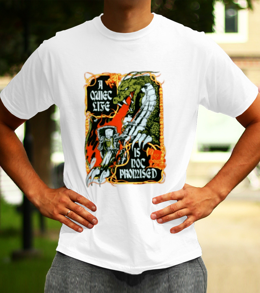 A Quiet Life Is Not Promised Dragon Knight Vintage Fantasy Adventure Scene T-Shirt