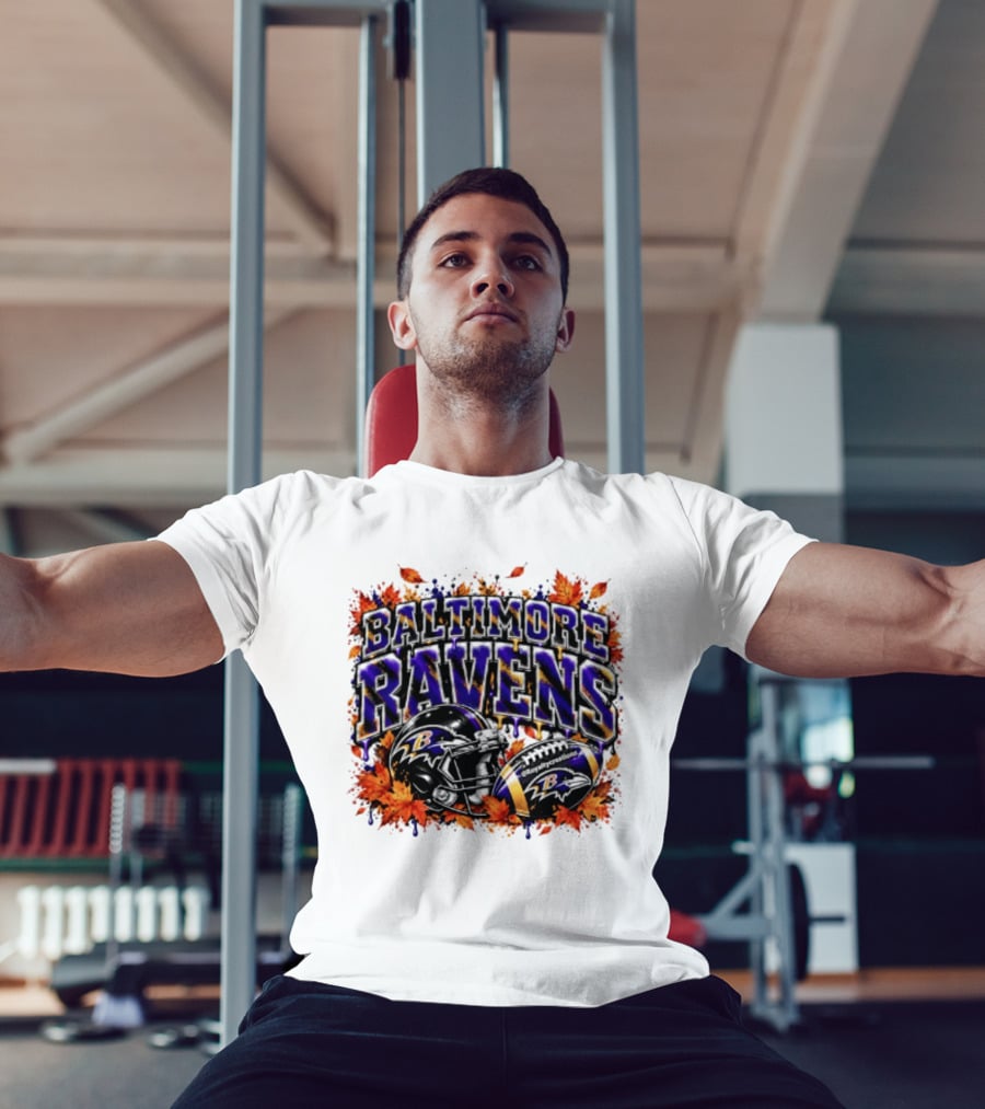 Baltimore Ravens Football Helmet Leaves Halloween 2026 T-Shirt