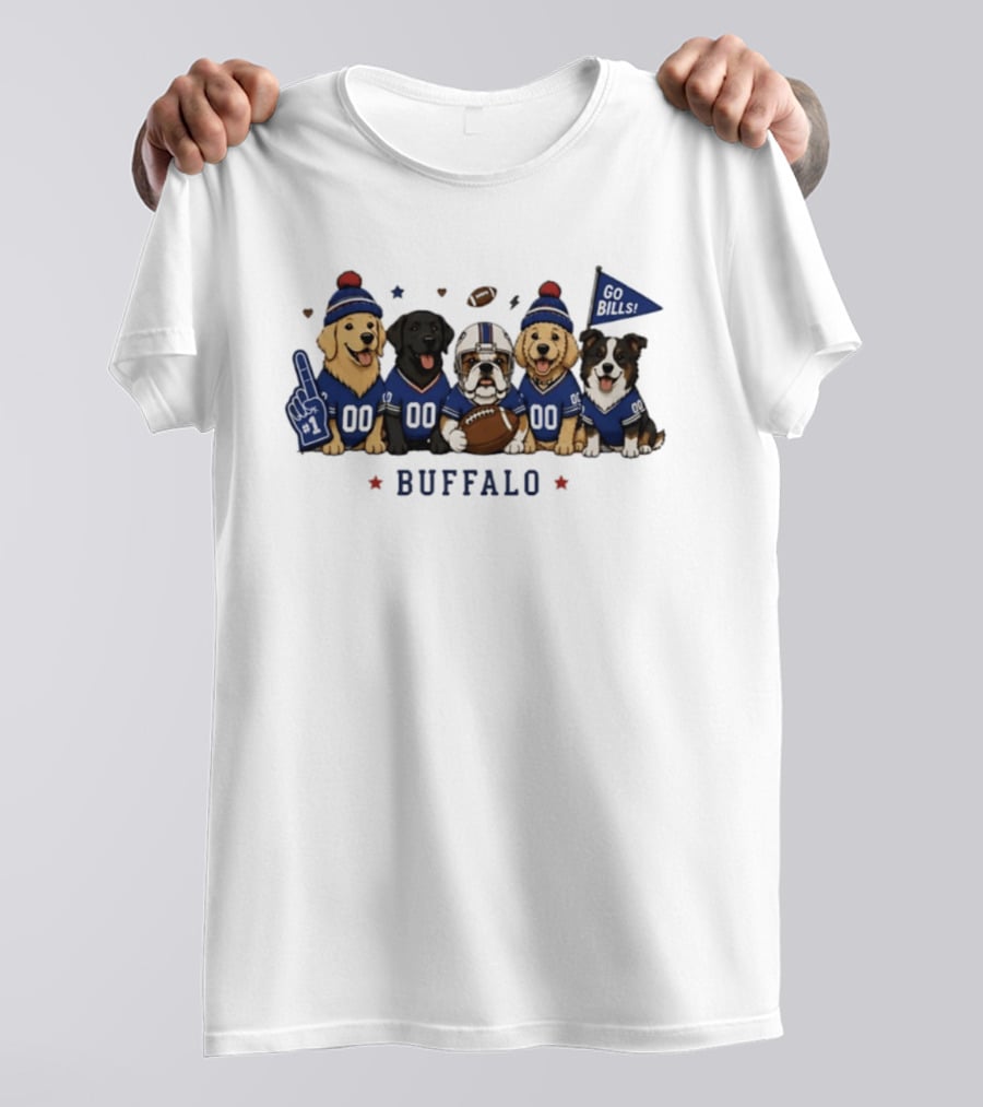 Buffalo Dogs Go Bills Football Golden Retriever Team Spirit T-Shirt