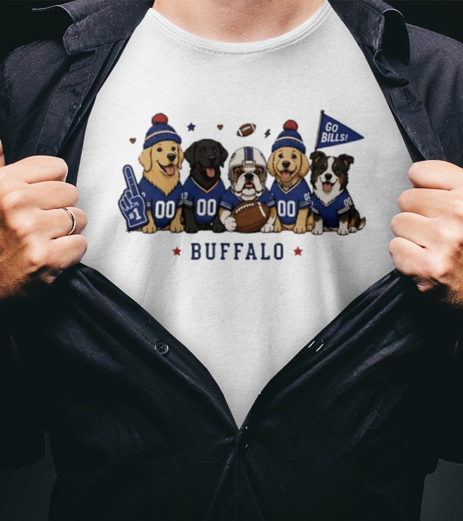 Buffalo Dogs Go Bills Football Golden Retriever Team Spirit T-Shirt