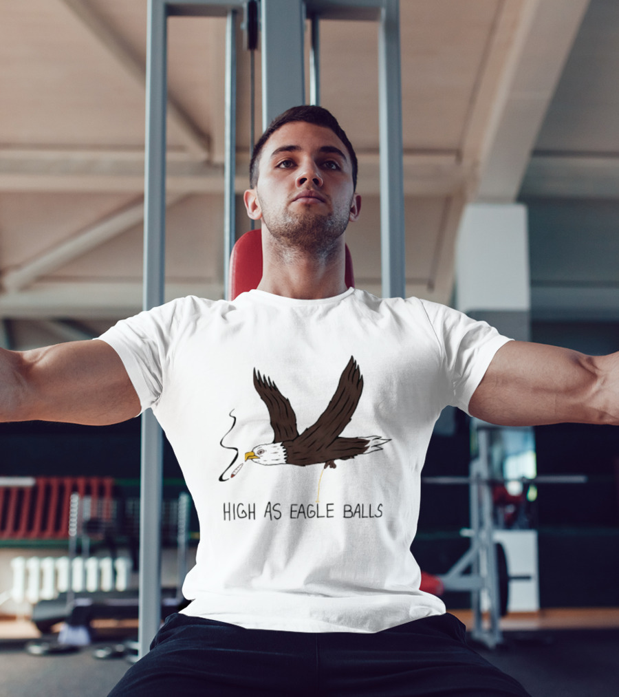 High As Eagle Balls Smoking Eagle Meme T-Shirt