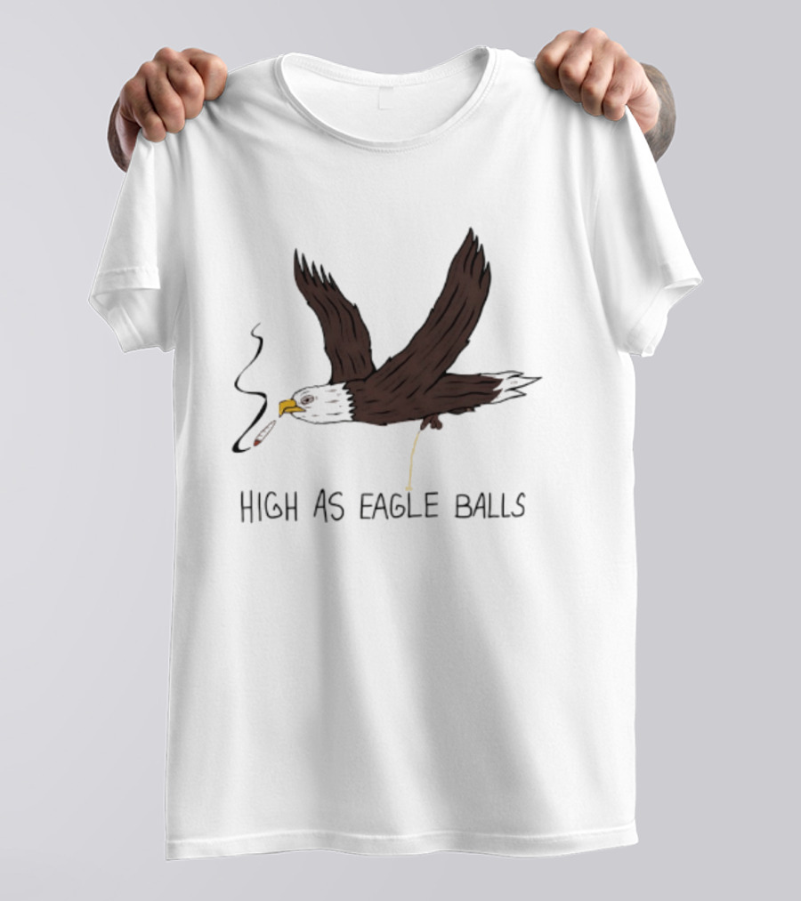 High As Eagle Balls Smoking Eagle Meme T-Shirt