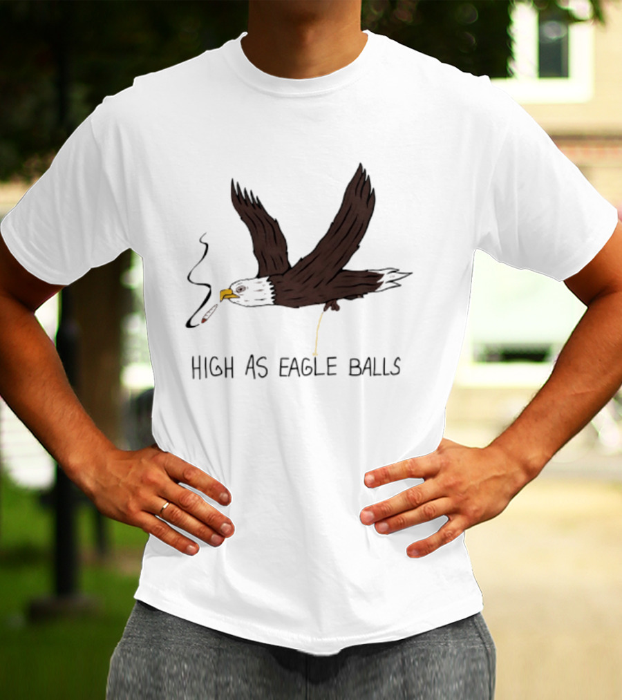 High As Eagle Balls Smoking Eagle Meme T-Shirt