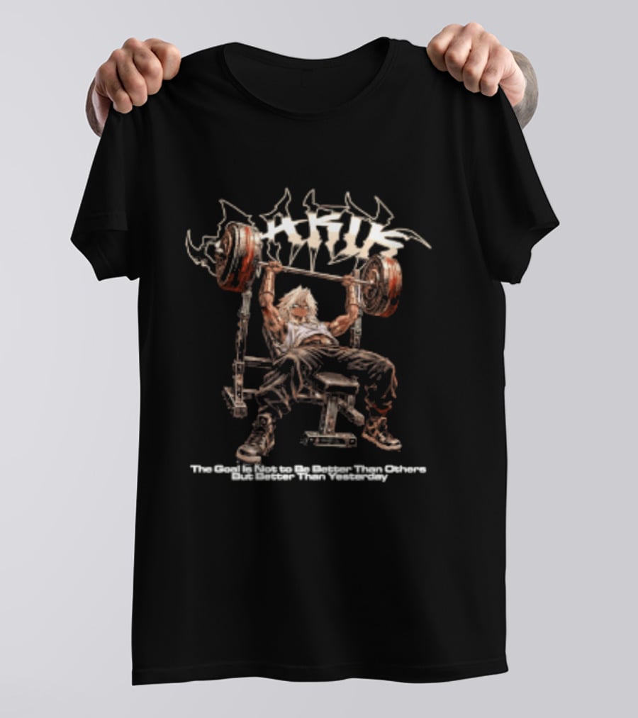 Yami Marik Yu Gi Oh The Goal Is Not To Be Better Than Others But Better Than Yesterday Anime Bench Press Scene T-Shirt