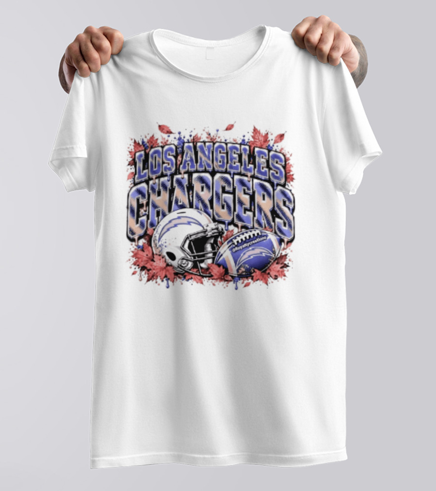 Los Angeles Chargers Football Helmet Autumn Leaves 2026 T-Shirt