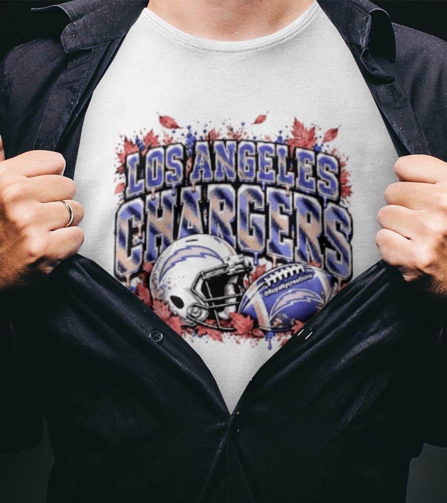 Los Angeles Chargers Football Helmet Autumn Leaves 2026 T-Shirt